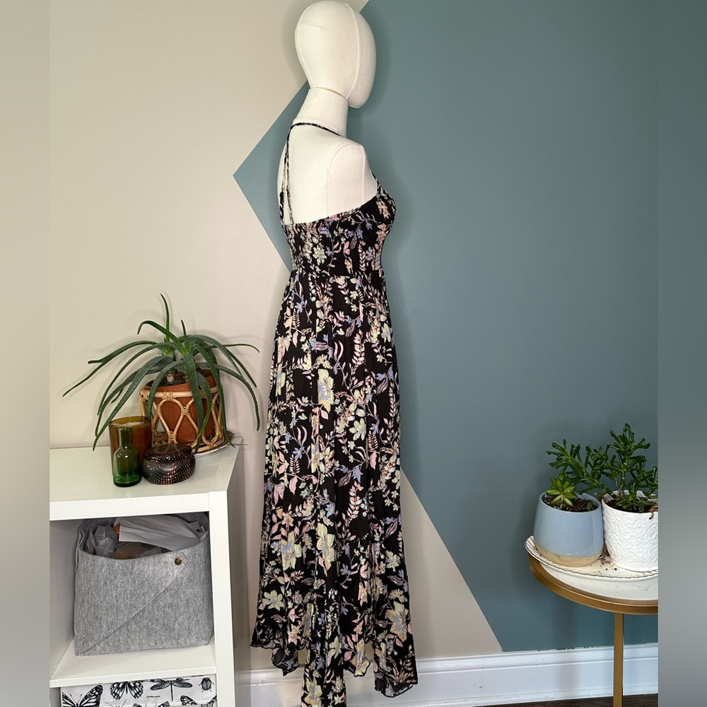 Free People Intimately Midnight Combo Floral Maxi Dress Black Pink Boho NWT XS - Picture 4 of 15